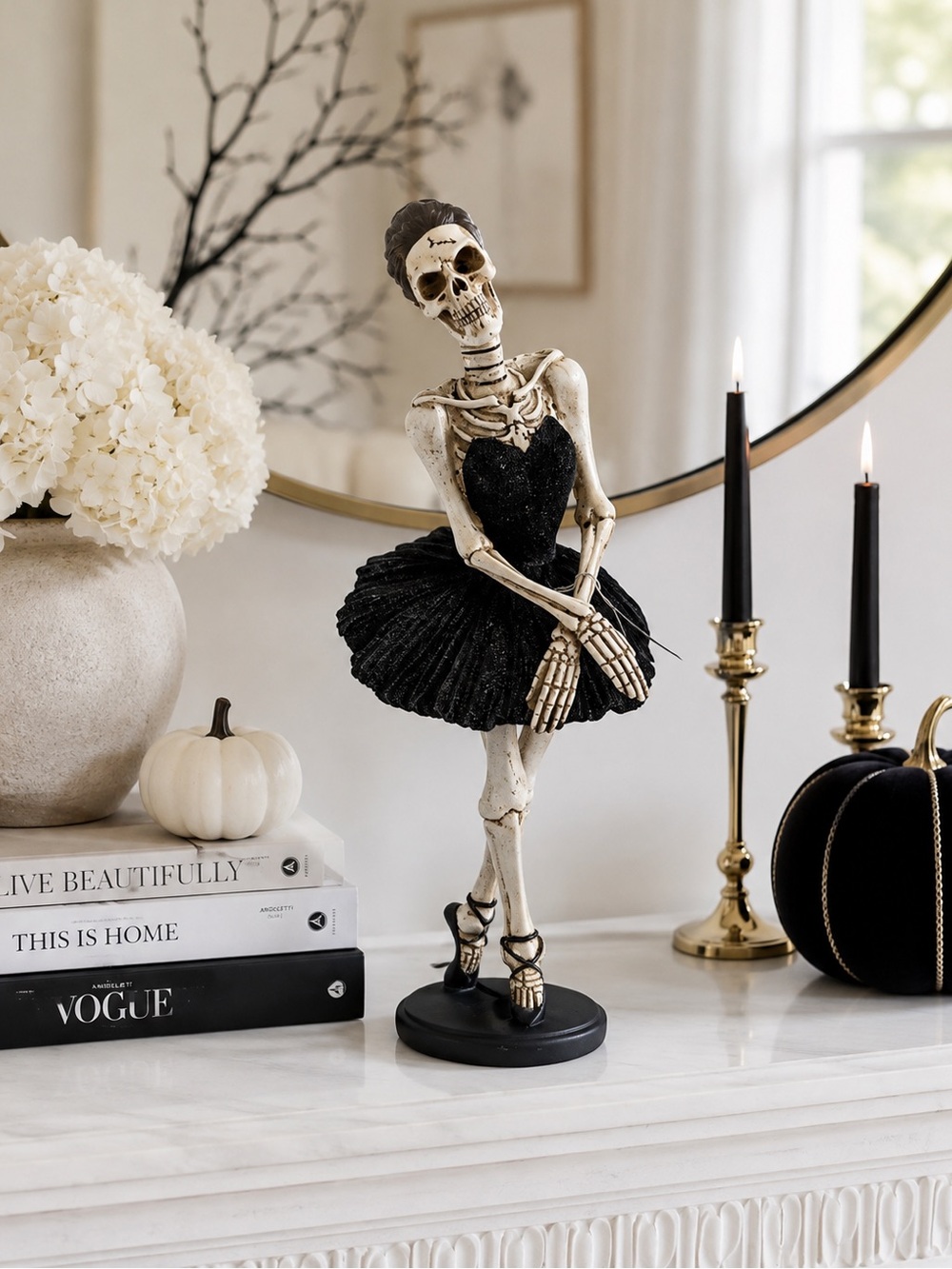 Rachel Zoe 12.5” Skeleton Ballerina Black Tutu Halloween Figurine Gothic Decor